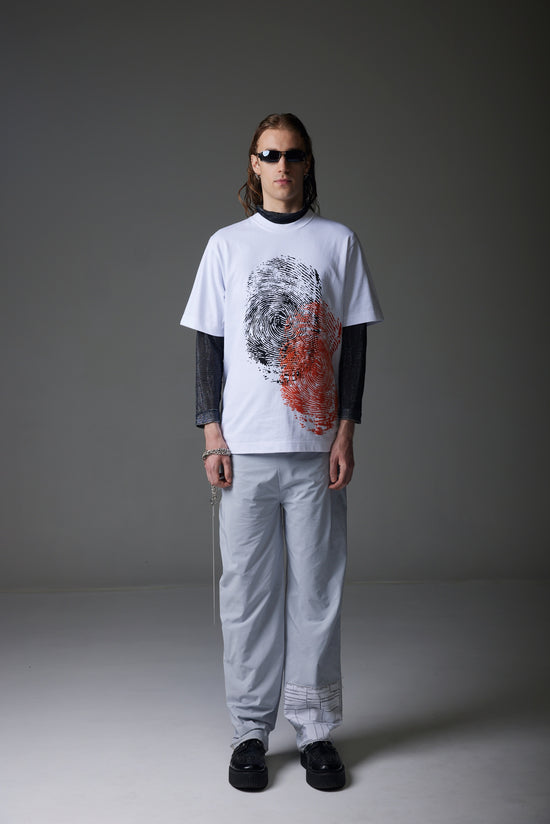 DOUBLE PRINTED OVERSIZED UNISEX TSHIRT TANGERINE ORANGE FLOCKPRINT