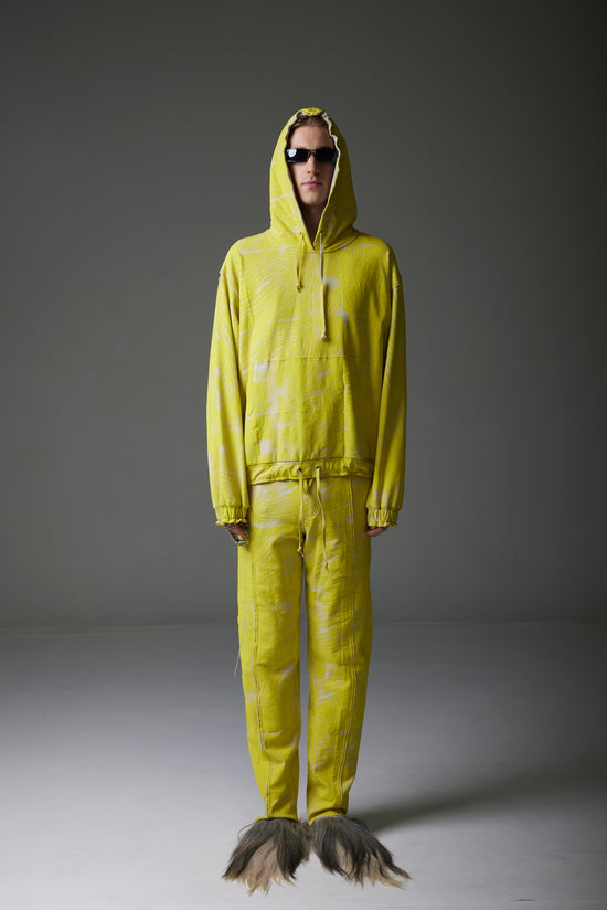 YELLOW 3D PUFF PRINTED OVERSIZED FIT HOODIE