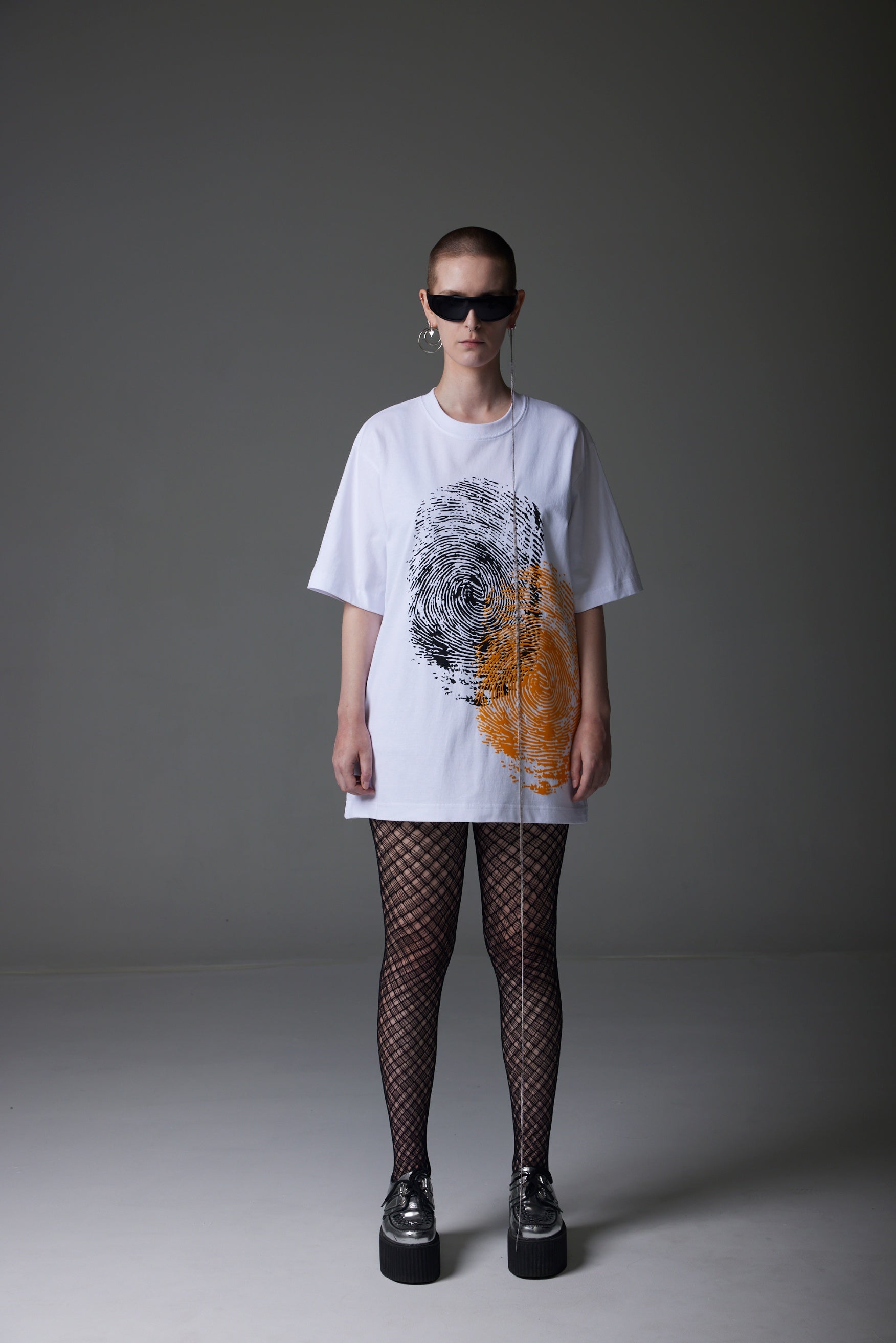 DOUBLE PRINTED OVERSIZED UNISEX TSHIRT HONEYORANGE FLOCKPRINT