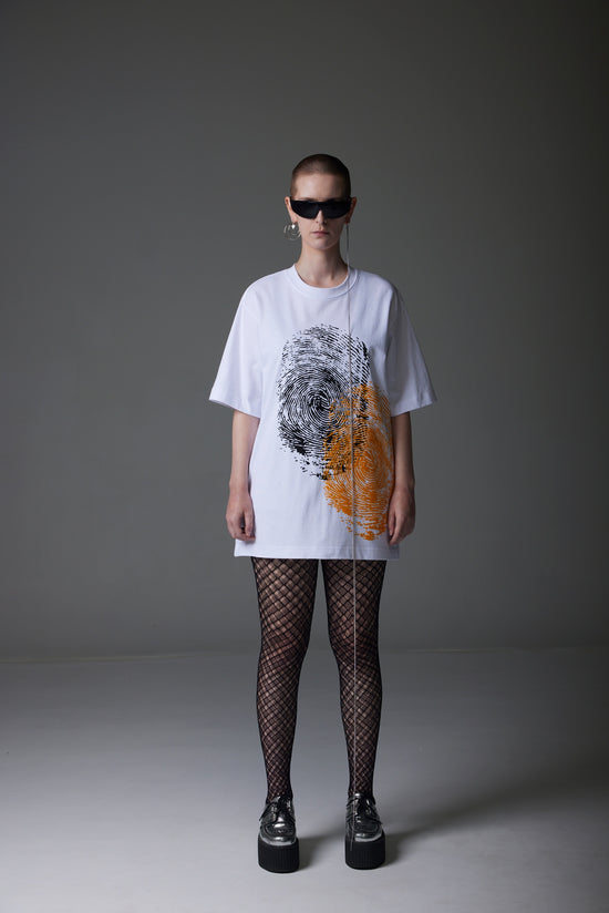 DOUBLE PRINTED OVERSIZED UNISEX TSHIRT HONEYORANGE FLOCKPRINT