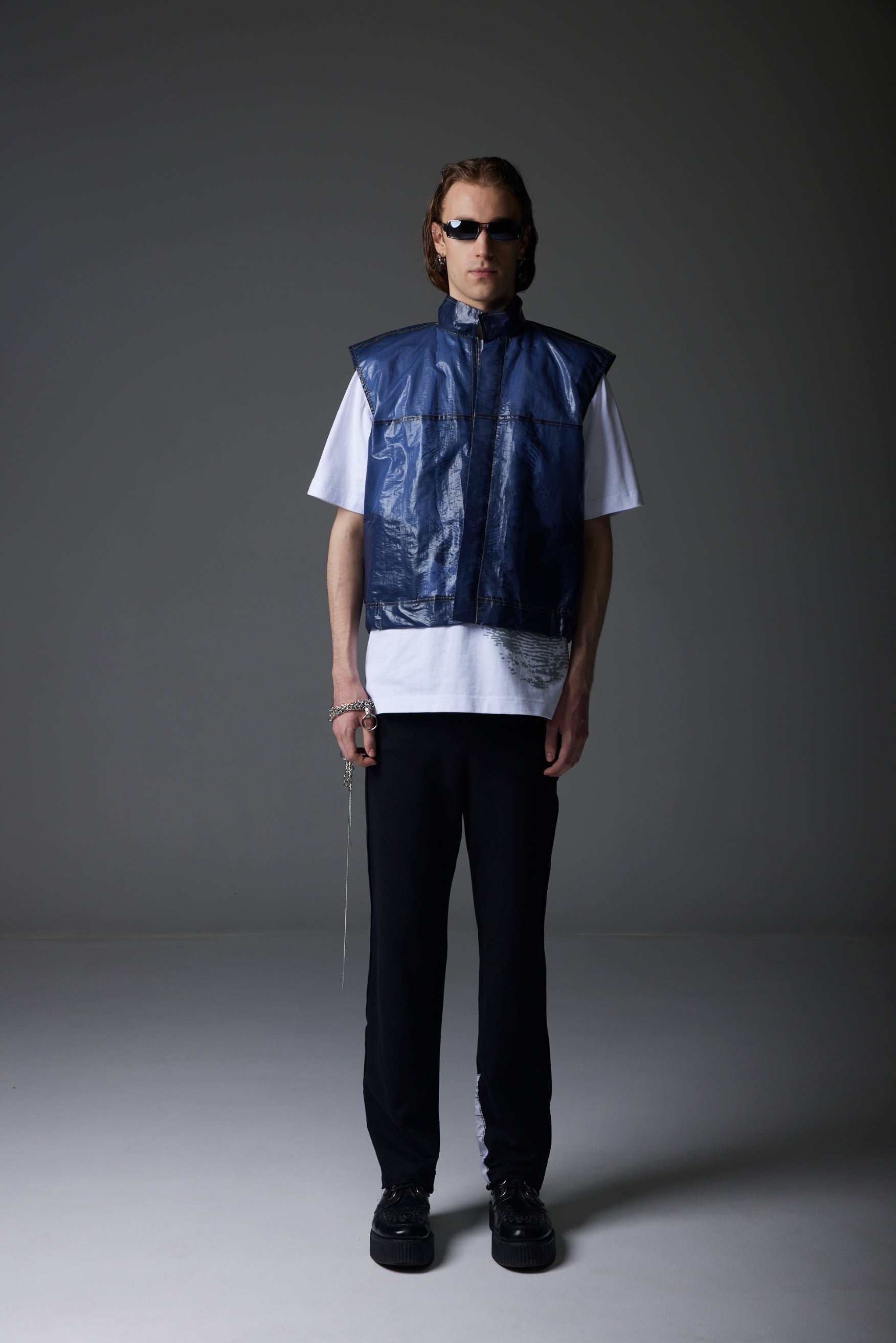 DOUBLE PRINTED OVERSIZED UNISEX TSHIRT CLOUDGREY FLOCKPRINT