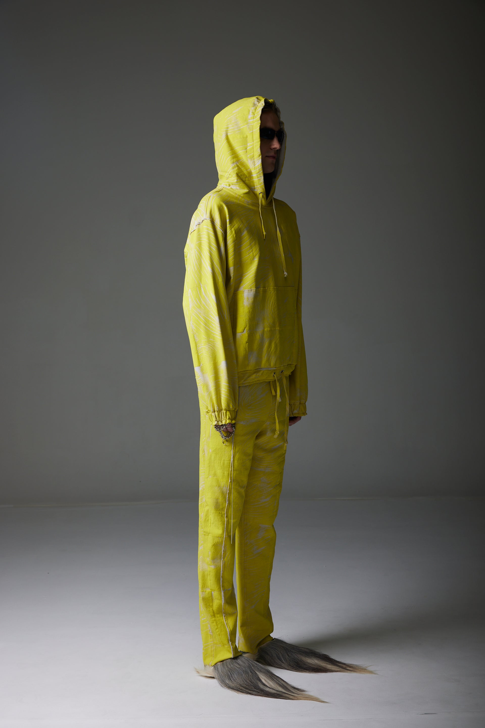 YELLOW 3D PUFF PRINTED TRACKPANTS TAPERED LEG FIT