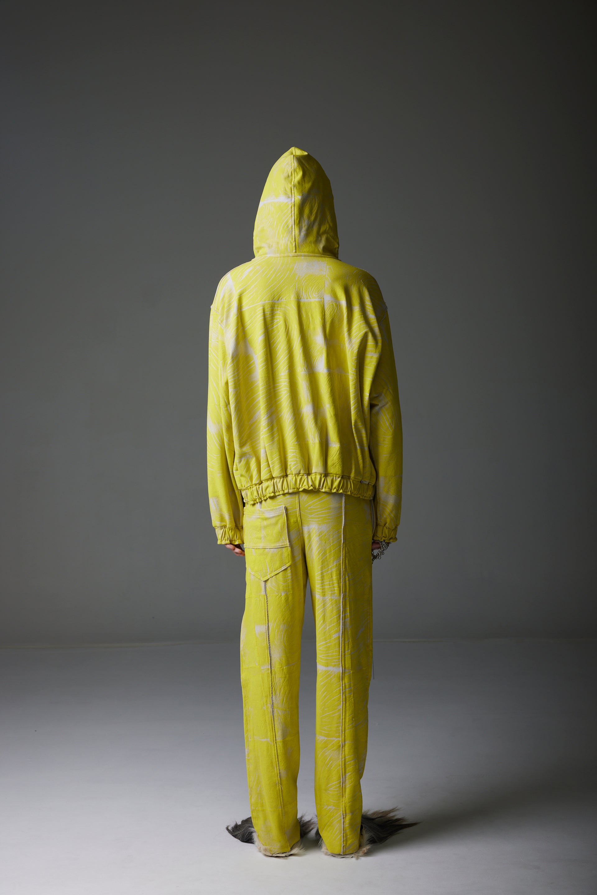 YELLOW 3D PUFF PRINTED TRACKPANTS TAPERED LEG FIT
