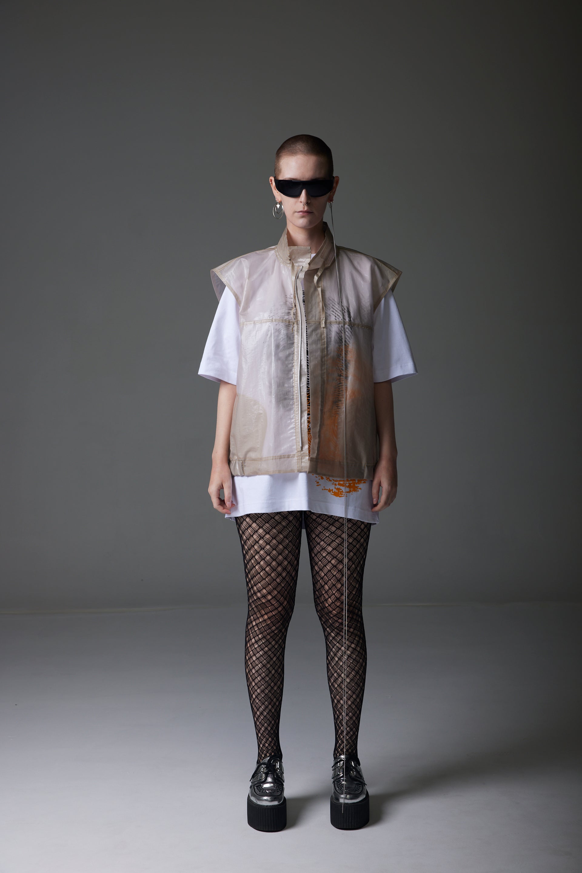 DOUBLE PRINTED OVERSIZED UNISEX TSHIRT HONEYORANGE FLOCKPRINT