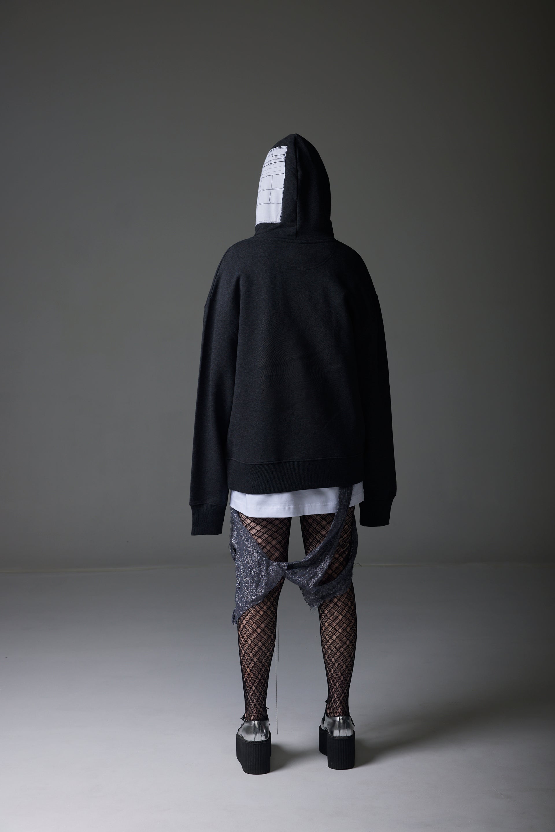 CHARCHOAL GREY OVERSIZED BACKSIDE PRINTED 3D FINGERPRINT HOODIE