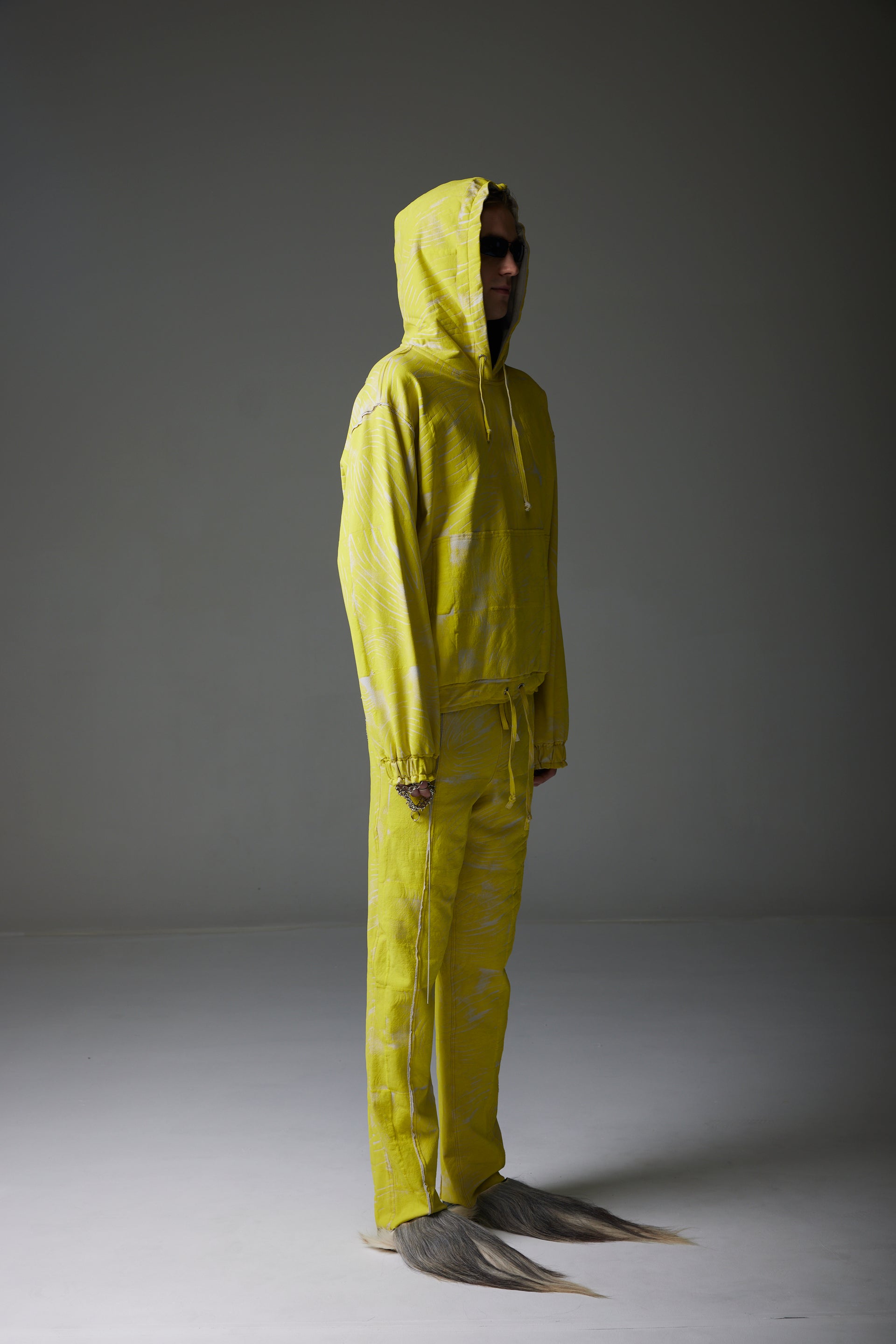 YELLOW 3D PUFF PRINTED OVERSIZED FIT HOODIE